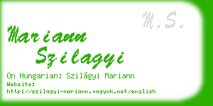 mariann szilagyi business card